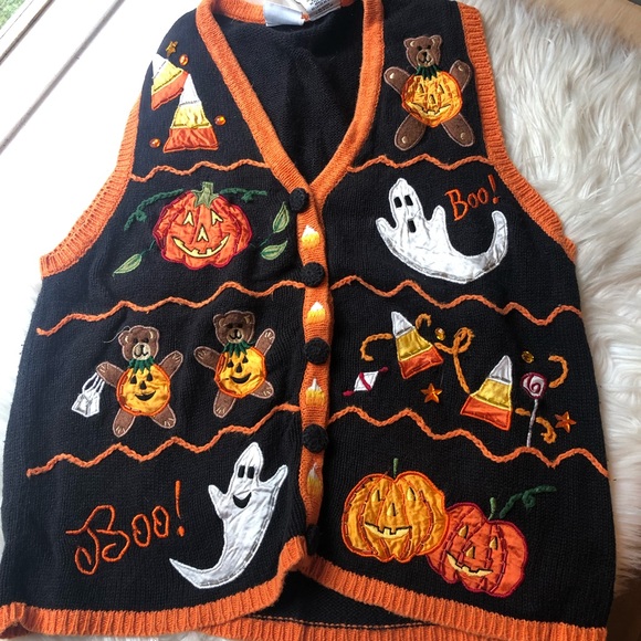 Vintage Halloween Grandma Sweater Vest 